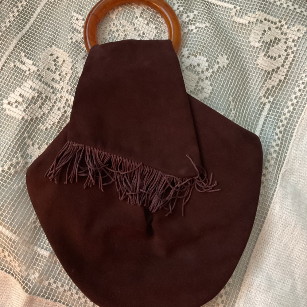 Lewis Vintage Brown Suede  Handbag from the 1940s and 1950s era